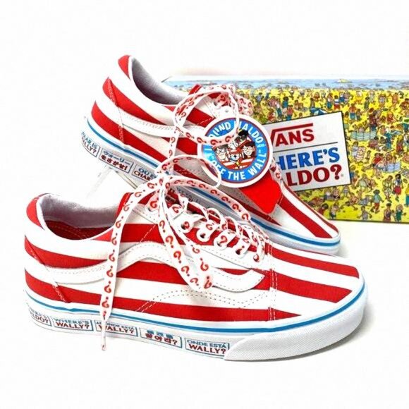 💖MEGA SALE💖VANS x Where's Waldo Red White Old VN0A3WKT3UV Women's Low Skool - Picture 6 of 15